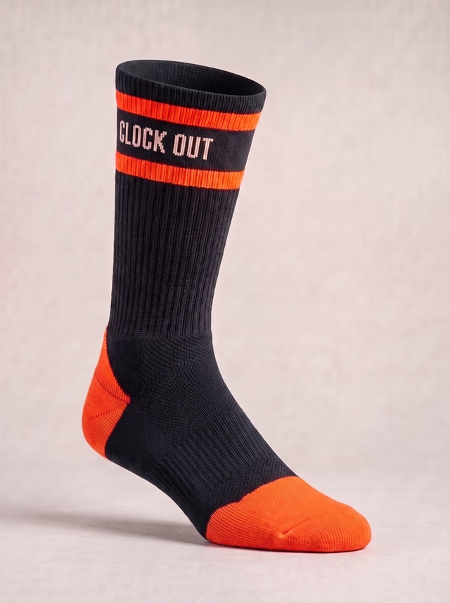 The Shift Sock front view showing the orange toe cap