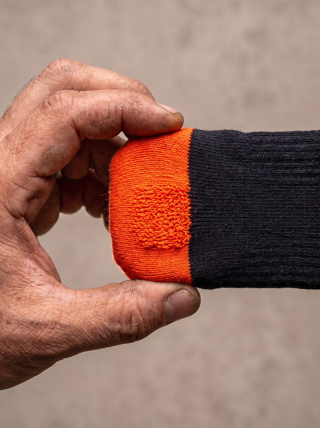 Macro of dense orange terry cushion loops